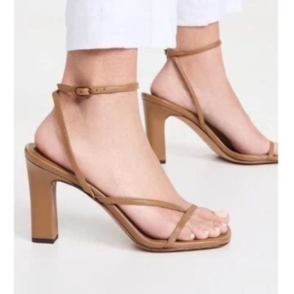 Vince Shoes - Vince Qiana Ankle Strap Sandal Dark Walnut Leather Square Toe Block Heel Brown